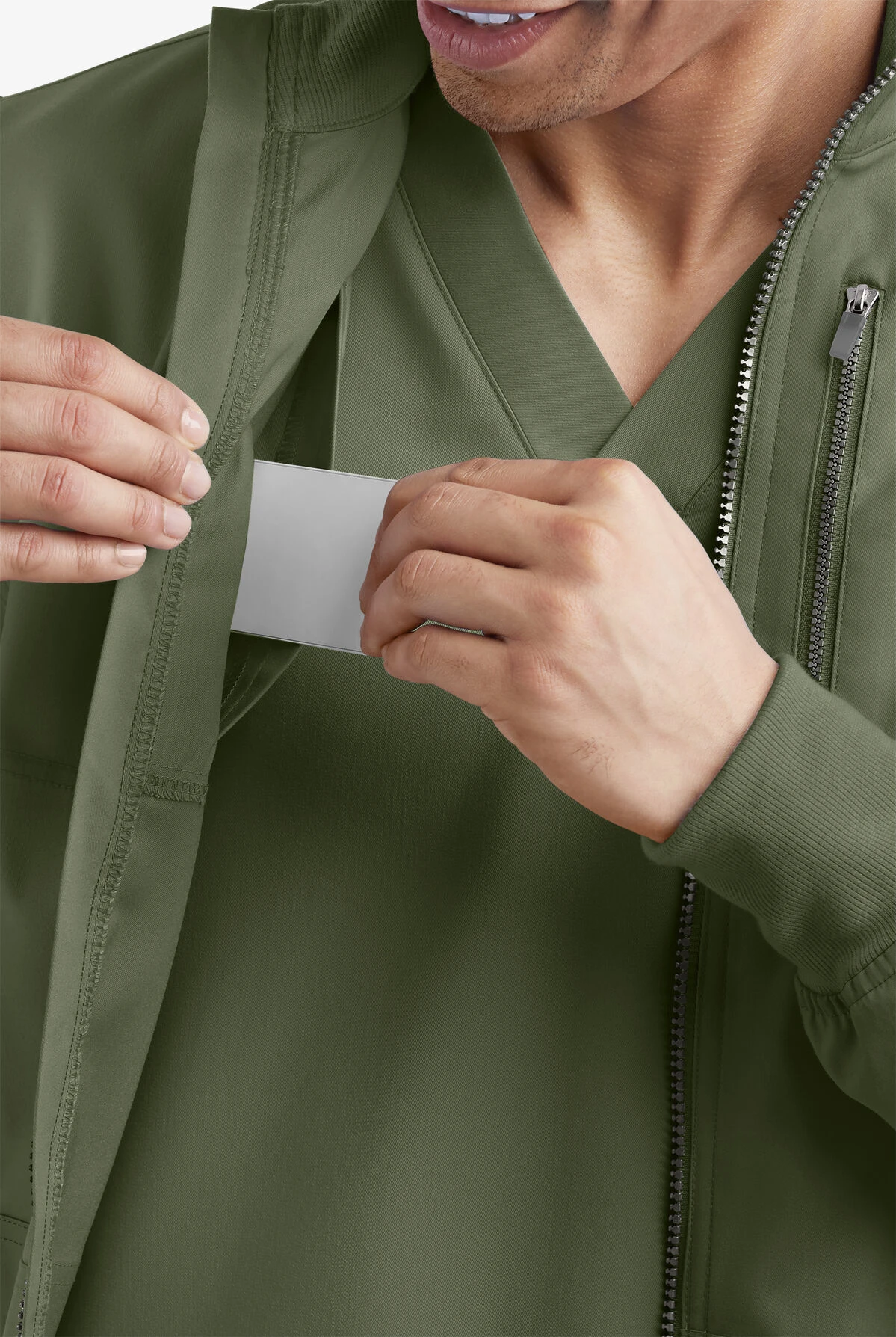 UA Advantage STRETCH Men's 4-Pocket Zip Front Warm-Up Scrub Jacket - Image 4