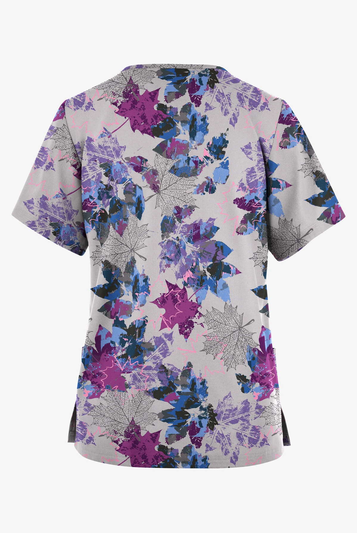 Butter-Soft Originals Autumn Park Silver Women's 2-Pocket Classic Fit V-Neck Printed Scrub Top - Image 2