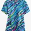 Butter-Soft Originals Color Waves Navy Women's 2-Pocket Classic Fit V-Neck Printed Scrub Top