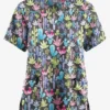 Butter-Soft Originals Desert Cactus Pewter Women's 2-Pocket Classic Fit V-Neck Printed Scrub Top
