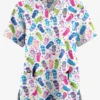 Butter-Soft Originals Flip Flop Fun Royal Women's 2-Pocket Classic Fit V-Neck Printed Scrub Top