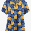 Butter-Soft Originals Sunflower Field Navy Women's 2-Pocket Classic Fit V-Neck Printed Scrub Top