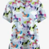 Butter-Soft Originals On The Clouds Dew Women's 2-Pocket Classic Fit V-Neck Printed Scrub Top