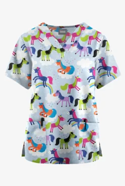 Butter-Soft Originals On The Clouds Dew Women's 2-Pocket Classic Fit V-Neck Printed Scrub Top