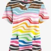 Butter-Soft Originals Wavy Stripe Women's 2-Pocket Classic Fit V-Neck Printed Scrub Top