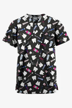 Butter-Soft Originals Happy Smile Unisex 2-Pocket V-Neck Printed Scrub Top