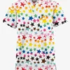 Butter-Soft Originals Happy Stars Unisex 2-Pocket V-Neck Printed Scrub Top
