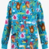 Butter-Soft Originals Jungle Party Turquoise Women's 3-Pocket Warm-Up Printed Scrub Jacket