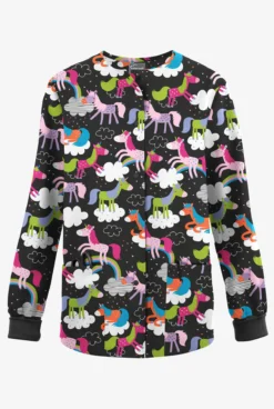 Butter-Soft Originals On The Clouds Women's 3-Pocket Warm-Up Printed Scrub Jacket