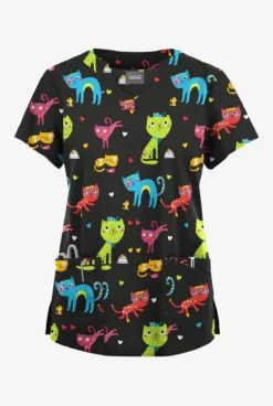 Butter-Soft Originals Friendship Women's 6-Pocket Scallop Neck Printed Scrub Top 