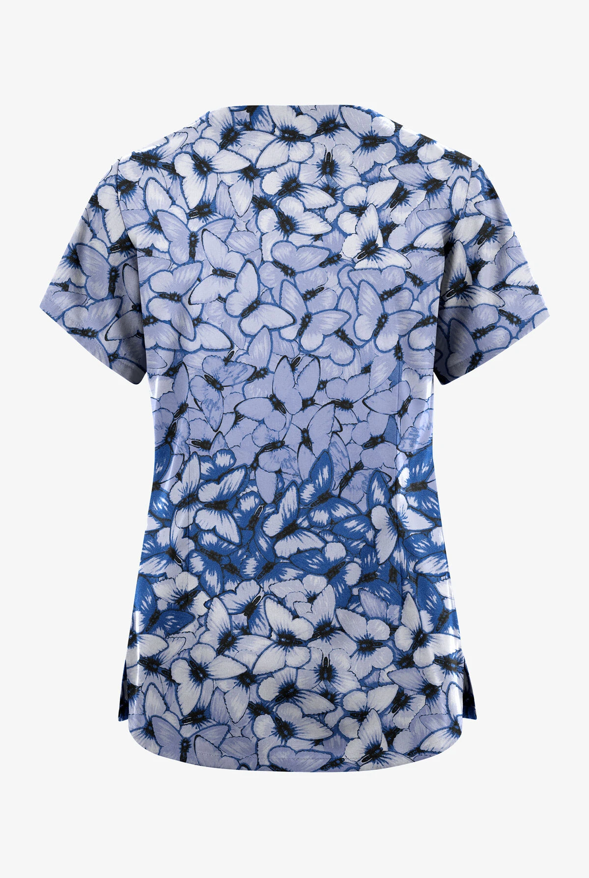 Butter-Soft Originals Garden Butterflies Ceil Women's 6-Pocket Scallop Neck Printed Scrub Top - Image 2