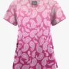 Butter-Soft Originals Paisley Gradient Fuchsia Women's 2-Pocket Scallop Neck Printed Scrub Top 