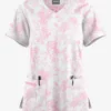 Butter-Soft Originals Etched Roses Blush Women's 3-Pocket Criss Cross Printed Scrub Top