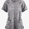 Butter-Soft Originals Jungle Mix Silver Women's 3-Pocket Criss Cross Printed Scrub Top