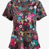 Butter-Soft Originals Royal Paisley Fuchsia Women's 3-Pocket Criss Cross Printed Scrub Top