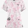 Butter-Soft Originals Etched Roses Blush Women's 7-Pocket Curved V-Neck Printed Scrub Top