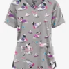Butter-Soft Originals Playful Dachshunds Women's 3-Pocket Mock Wrap With Ties Printed Scrub Top