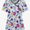 Butter-Soft Originals Walk On The Beach Dew Women's 3-Pocket Mock Wrap With Ties Printed Scrub Top