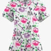 Butter-Soft Originals Slew Of Sloths White Printed Women's 4-Pocket Rounded V-Neck Scrub Top