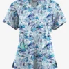 Butter-Soft Originals Tropical Garden Women's 4-Pocket Rounded V-Neck Printed Scrub Top 