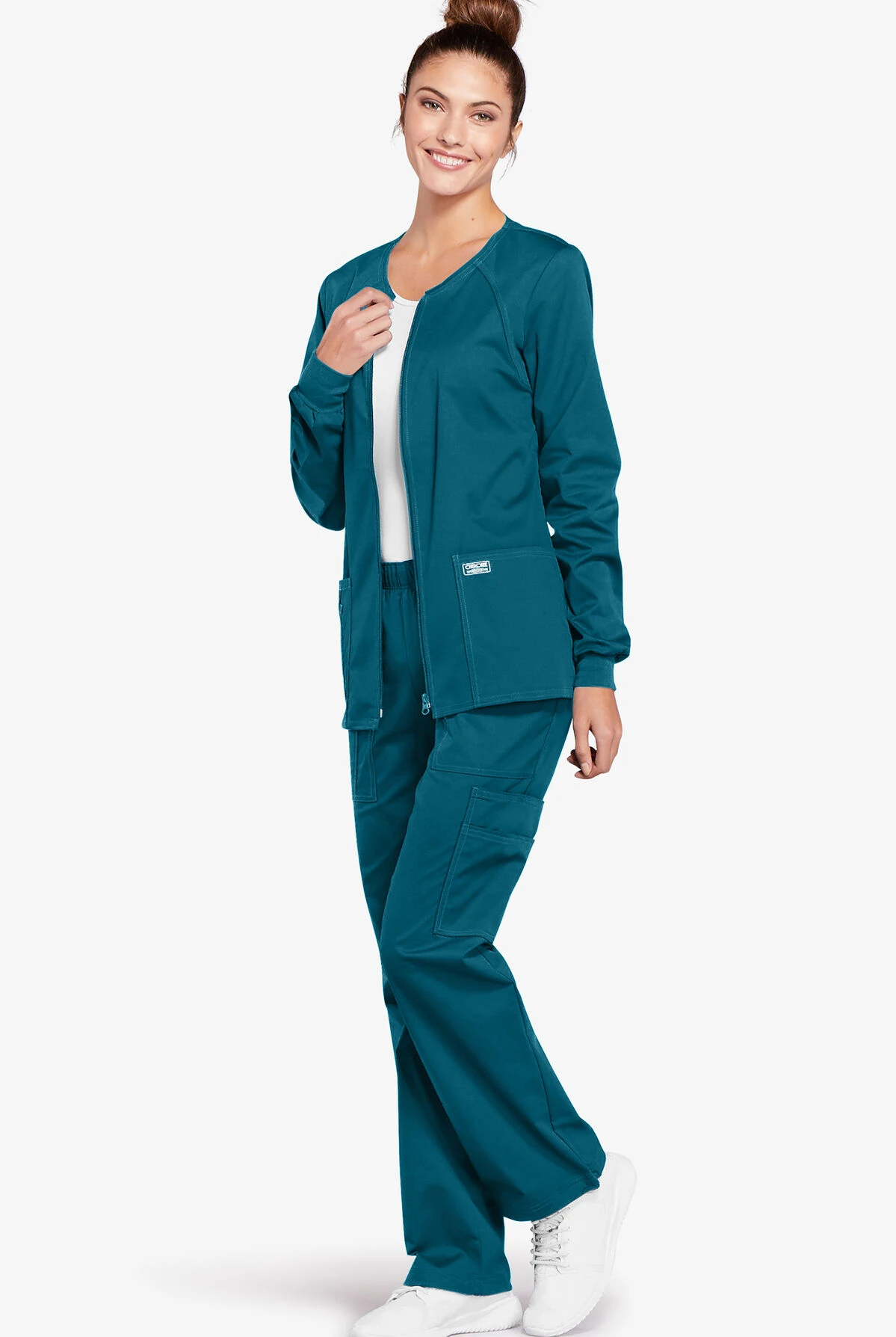 Cherokee Workwear Core STRETCH Women's 3-Pocket Scrub Jacket - Image 2