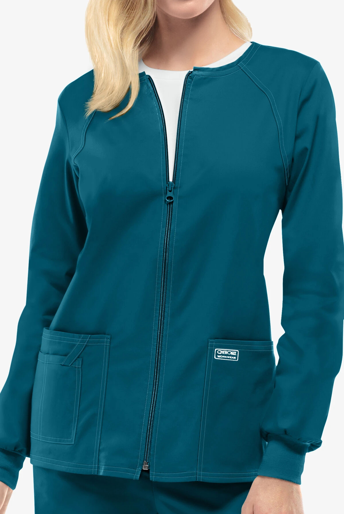 Cherokee Workwear Core STRETCH Women's 3-Pocket Scrub Jacket - Image 3