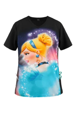 Cherokee Tooniforms Disney Cinderella Dream Women's 1-Pocket V-Neck Print Scrub Top