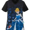Cherokee Tooniforms Disney Glass Slipper Women's 1-Pocket V-Neck Print Scrub Top