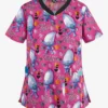 Cherokee Tooniforms DreamWorks Trolls Diamond Dance Women's 3-Pocket V-Neck Print Scrub Top