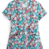 Cherokee Tooniforms Dr. Seuss Some Things Women's 2-Pocket V-Neck Print Scrub Top