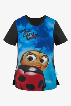 Cherokee Tooniforms Disney Pixar My Name Is Francis Women's 1-Pocket V-Neck Print Scrub Top