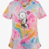 Cherokee Tooniforms Peanuts Dog's Best Friend Women's 2-Pocket V-Neck Print Scrub Top