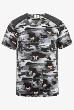 Cherokee Tooniforms Cute Is The Night Batman Unisex 2-Pocket STRETCH V-Neck Print Scrub Top