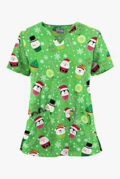 UA Butter-Soft STRETCH Christmas Treats Ruby Women's 2-Pocket V-Neck Printed Scrub Top