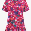 UA Butter-Soft STRETCH Sweet Love Fuchsia Women's 2-Pocket V-Neck Printed Scrub Top