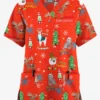 Butter-Soft Originals Christmas Hanukkah Kwanzaa 2-Pocket Classic Fit V-Neck Printed Scrub Top