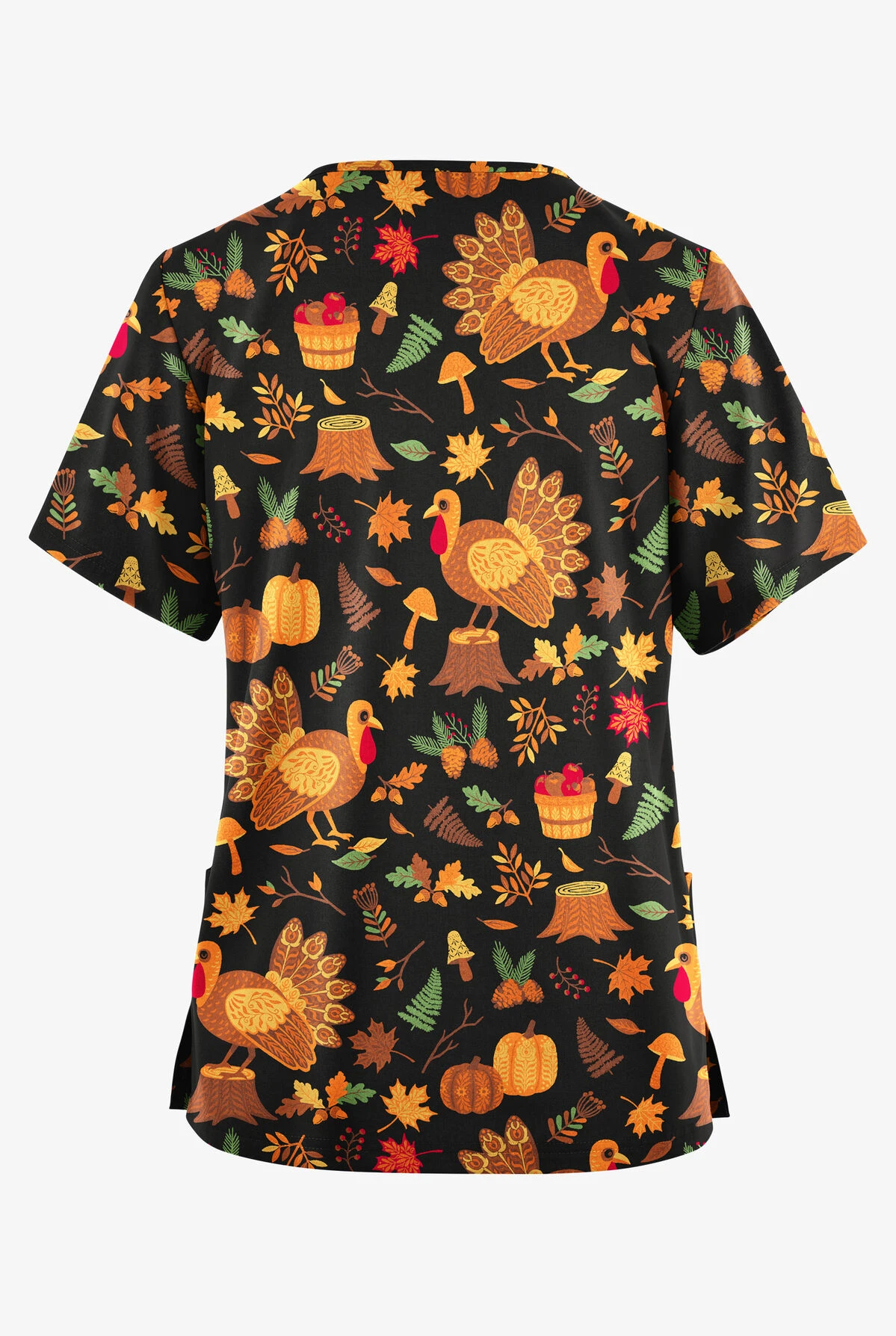 Butter-Soft Originals Pumpkin Hunt Black Printed Women's 2-Pocket Classic Fit V-Neck Scrub Top - Image 2