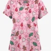 Butter-Soft Originals Baking For Santa Blush Women's 6-Pocket Scallop Neck Printed Scrub Top
