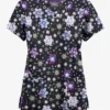 Butter-Soft Originals Winter Nights Black Printed Women's 6-Pocket Scallop Neck Scrub Top