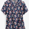 UA Holiday Monsters Navy Women's 2-Pocket V-Neck Print Scrub Top