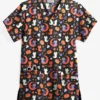 UA Halloween Kitties Black Printed Women's 3-Pocket V-Neck Scrub Top