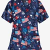 UA Best Buy Celebration Time Navy Women's 3-Pocket V-Neck Print Scrub Top
