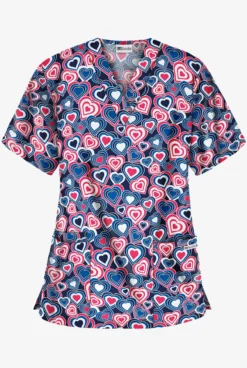 UA Lota' Love Royal Women's 3-Pocket V-Neck Print Scrub Top