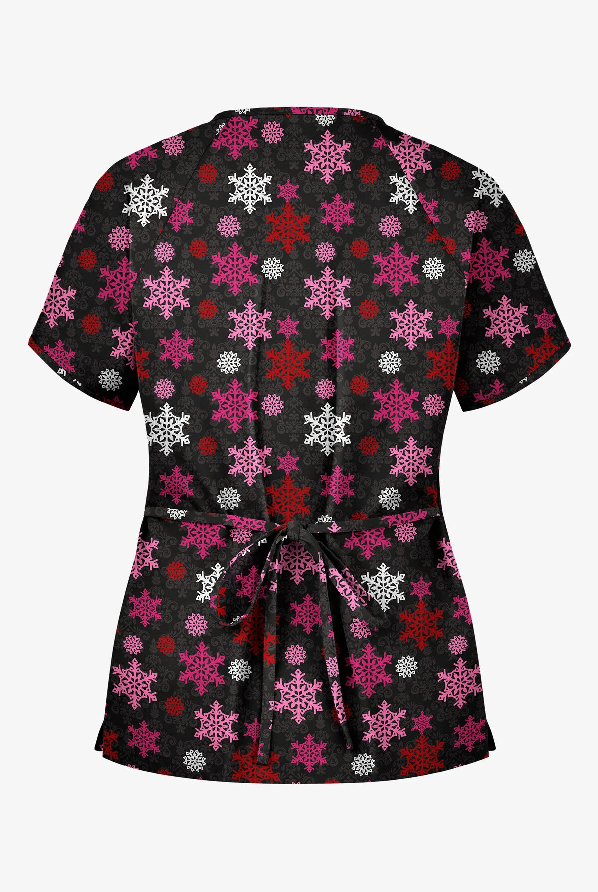 Butter-Soft Morning Snow Women's 2-Pocket Mock Wrap Print Scrub Top - Image 2