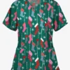 Butter-Soft Waiting For Santa Hunter Women's 2-Pocket Mock Wrap Print Scrub Top