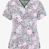 Healing Hands Wild Beauty Animal Women's 3-Pocket STRETCH V-Neck Print Scrub Top