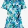 UA Butter-Soft Stretch Big City Flurry Bright Teal Women's 1-Pocket V-Neck Tuck-In Printed Scrub Top