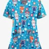UA Butter-Soft Stretch Christmas Kitties Turquoise Women's 2-Pocket V-Neck Printed Scrub Top