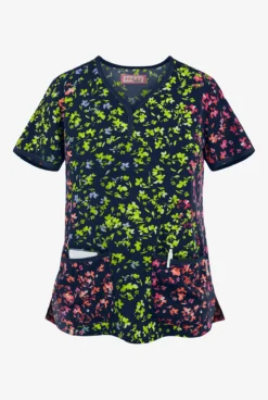 Koi Lite™ Rainbow Ditsy Eve Women's 2-Pocket Y-Neck Print Scrub Top