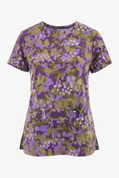 Koi Next Gen Early Energy Camo Blossom Women's 2-Pocket STRETCH V-Neck Print Scrub Top